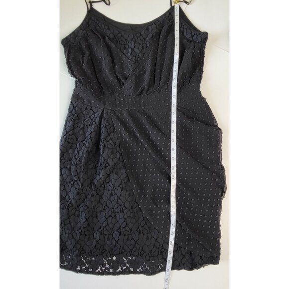 Madison Marcus Black Sleeveless Polka Dot & Lace Mini Dress Draped Side Medium - Picture 7 of 12